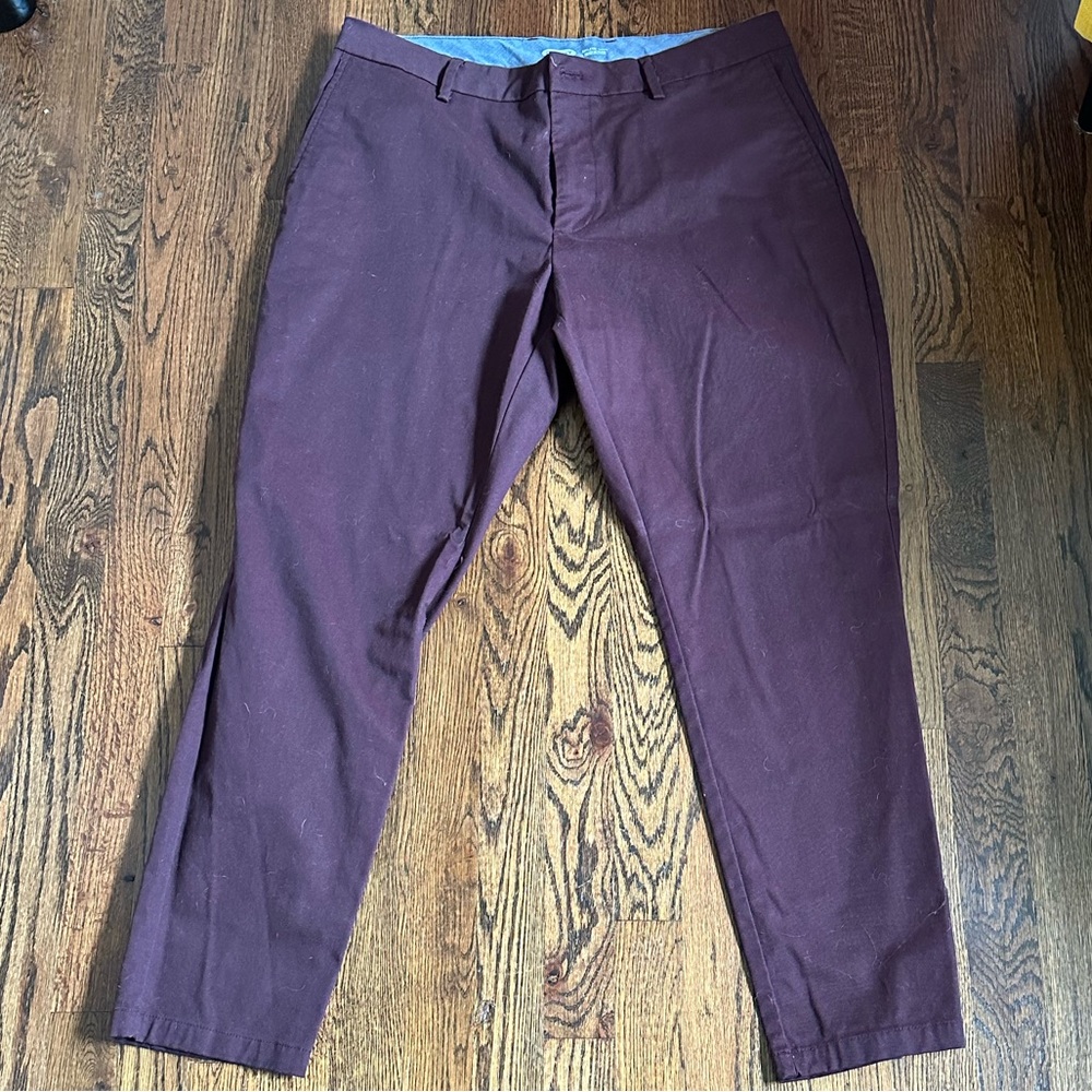 Burgundy Old Navy Dress Pants 36x30 Athletic Taper Built-In Flex